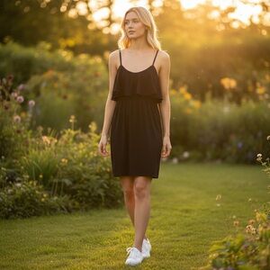 Old Navy Black Flounce Front Cami Dress